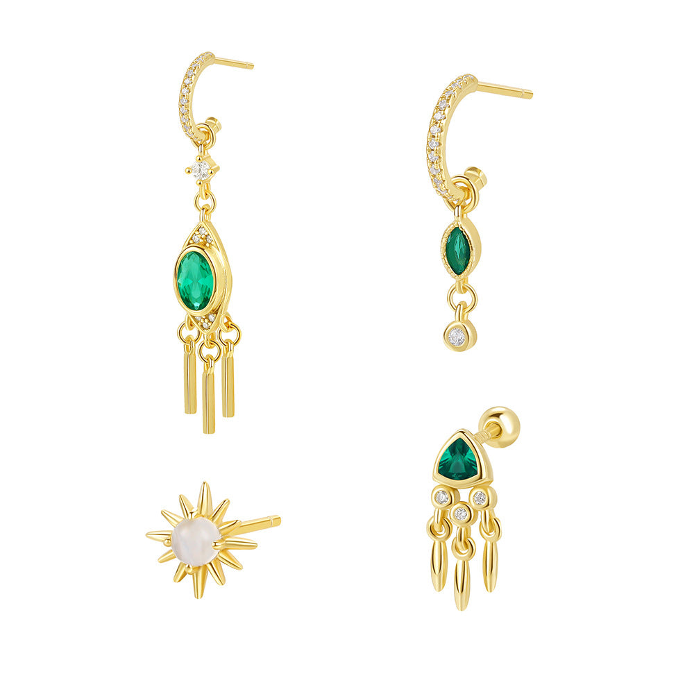 S925 Sterling Silver Zircon Stud Earrings