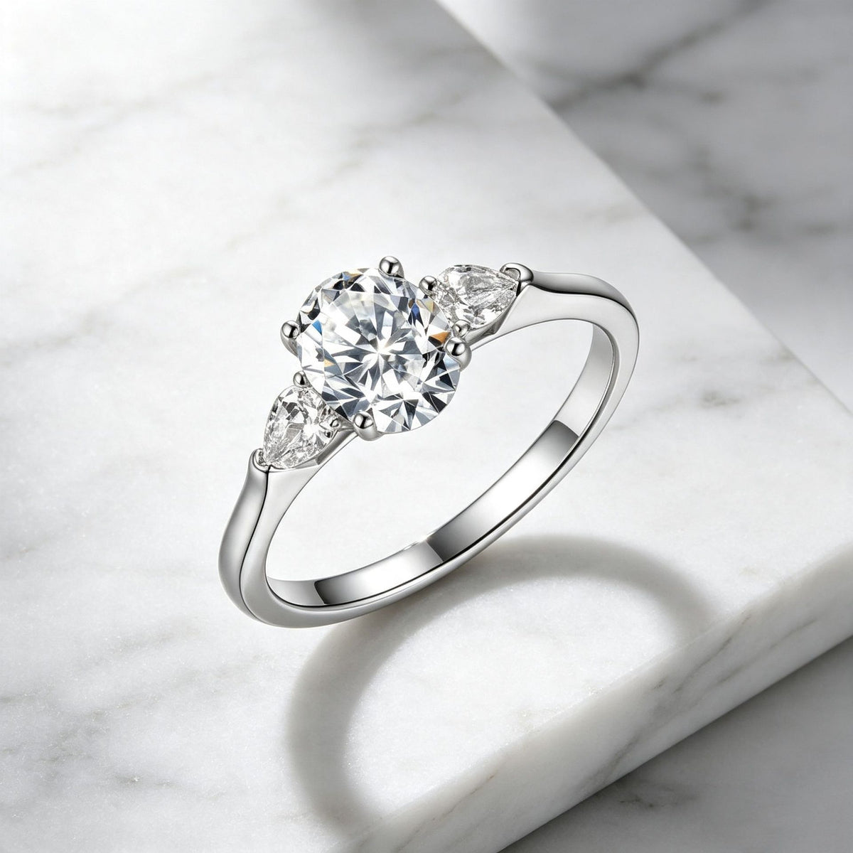 S925 sterling silver moissanite ring three-stone design light luxury engagement ring