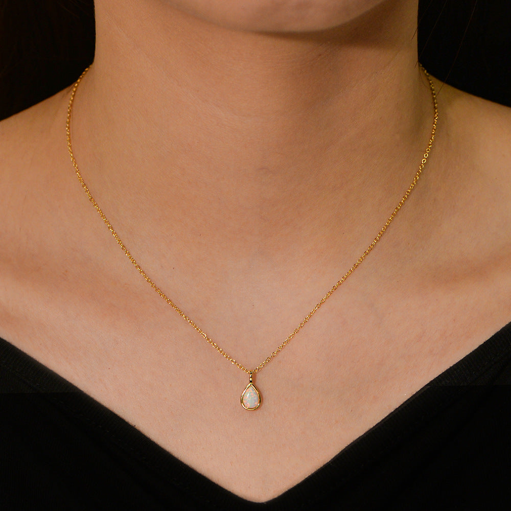 S925 Sterling Silver Geometric Pear-Shaped Necklace