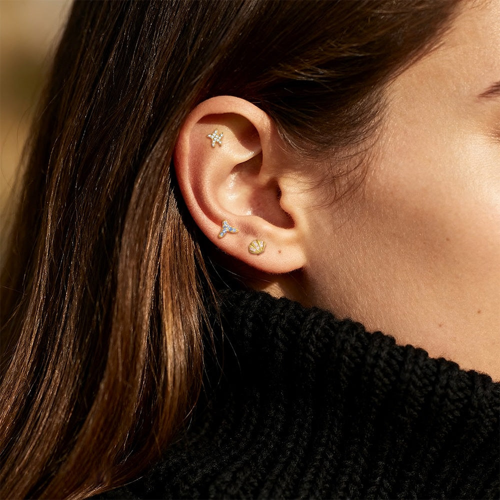 S925 Sterling Silver Zircon Stud Earrings