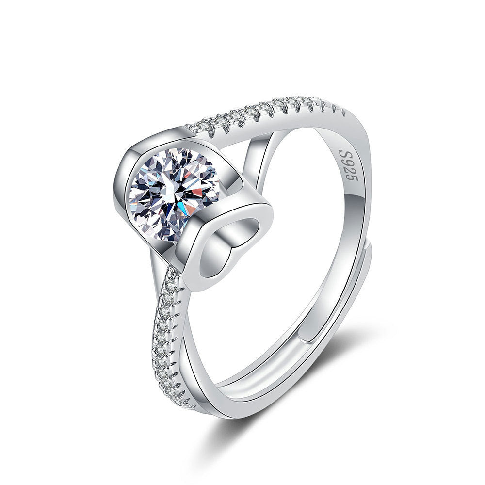 S925 Sterling Silver “Angel‘s Kiss” Moissanite Engagement Ring