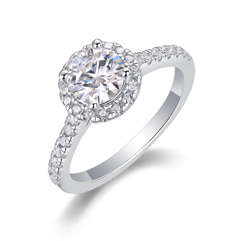 S925 Silver Classic Square-Cut Moissanite "Small Sugar Cube" Ring