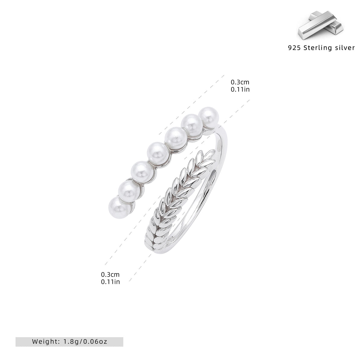 European and American style French retro S925 sterling silver pearl wheat ear ring