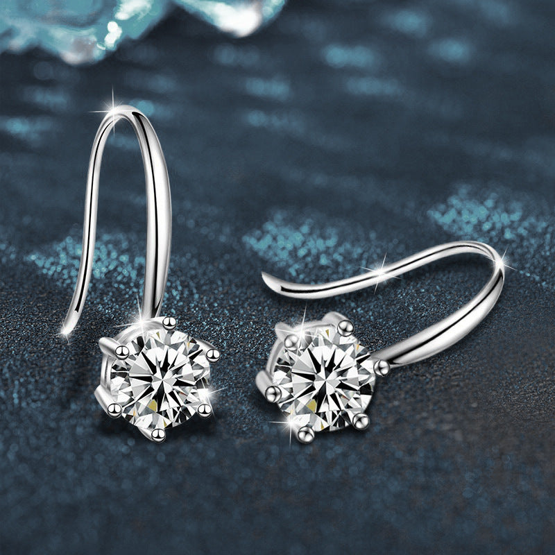 Moissanite Classic Six-Prong Earrings in 925 Sterling Silver
