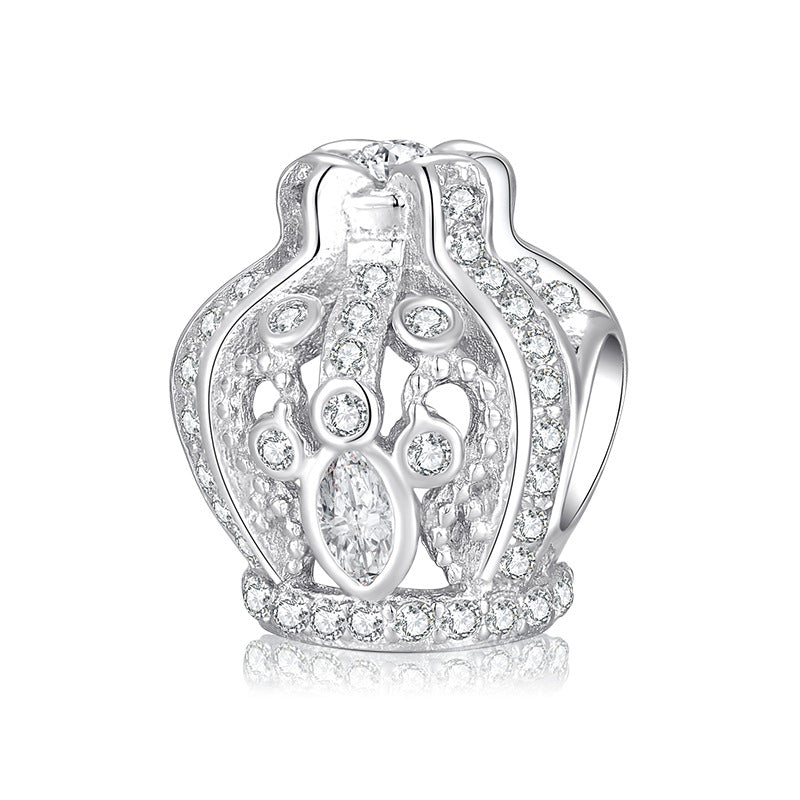S925 Sterling Silver Hollow Zircon Crown Pendant