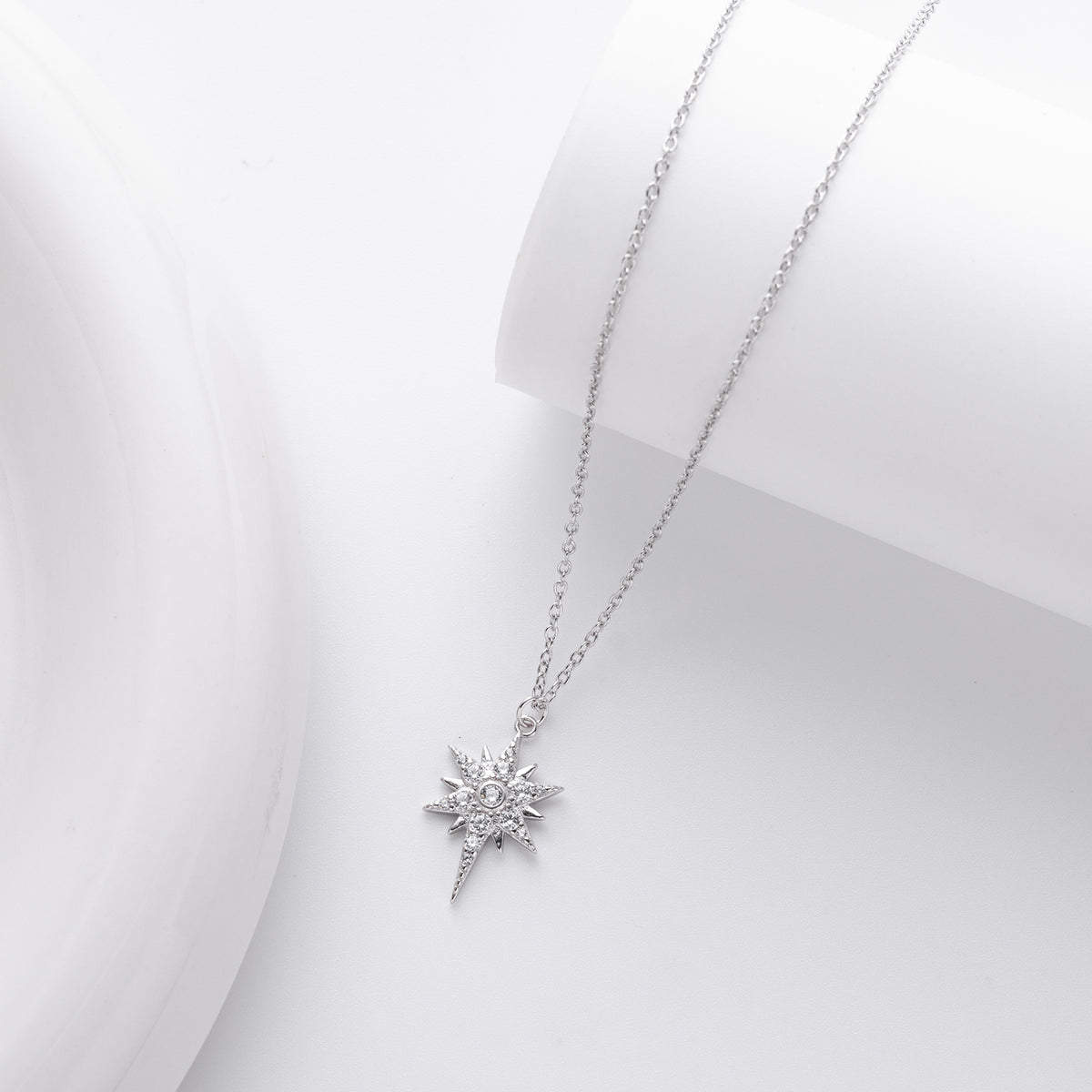 S925 Sterling Silver Zircon Star Necklace