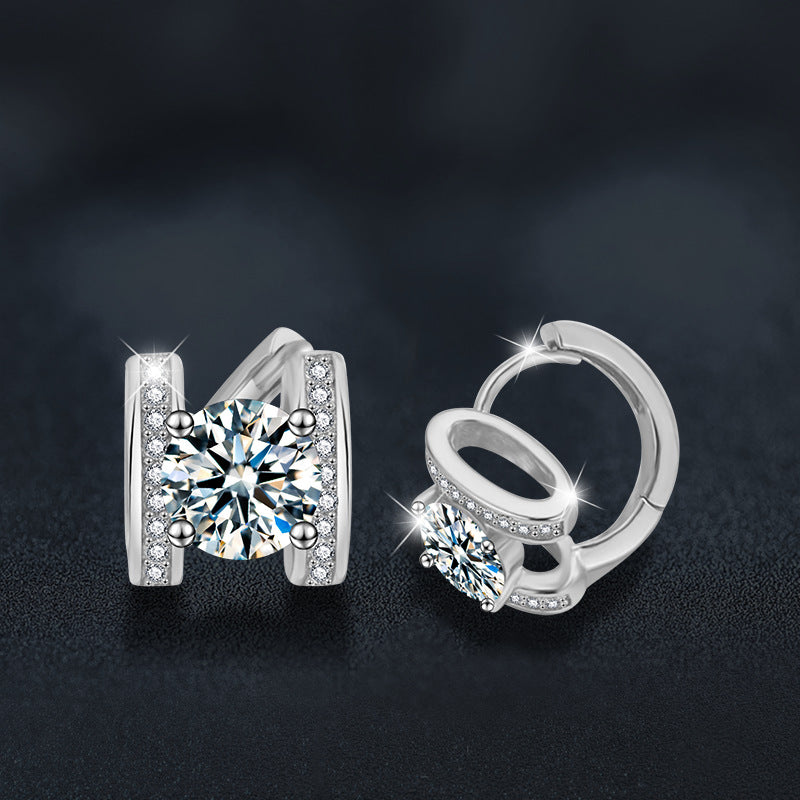 Moissanite S925 silver H letter earrings