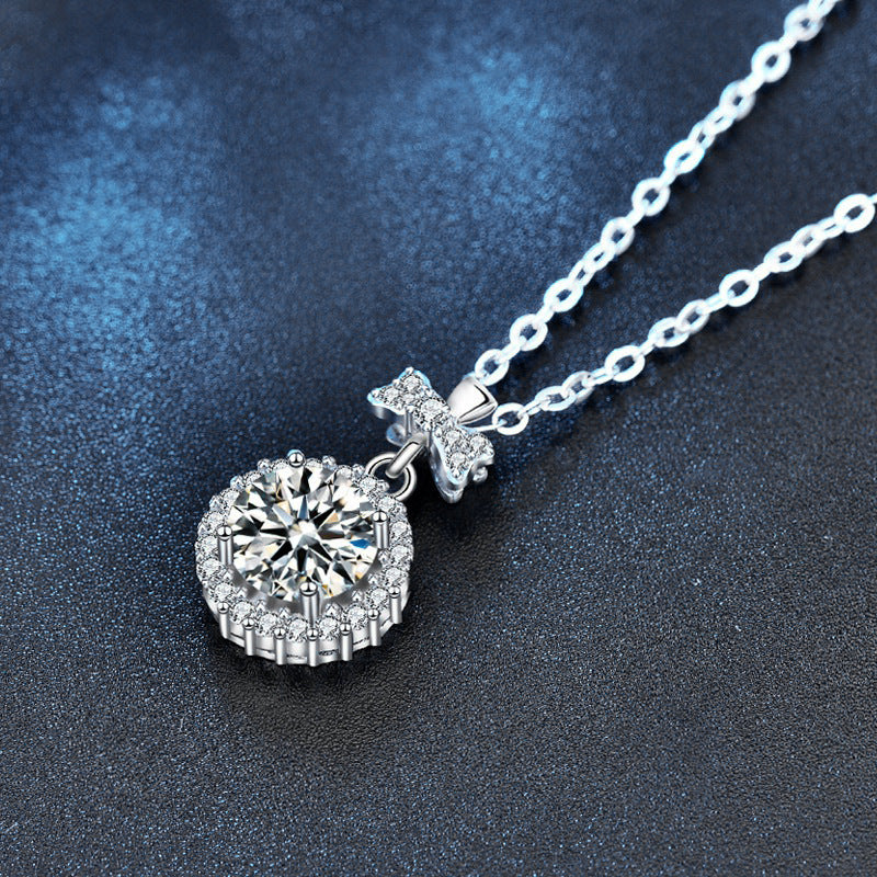 S925 Sterling Silver Moissanite Perfume Bottle Pendant Necklace