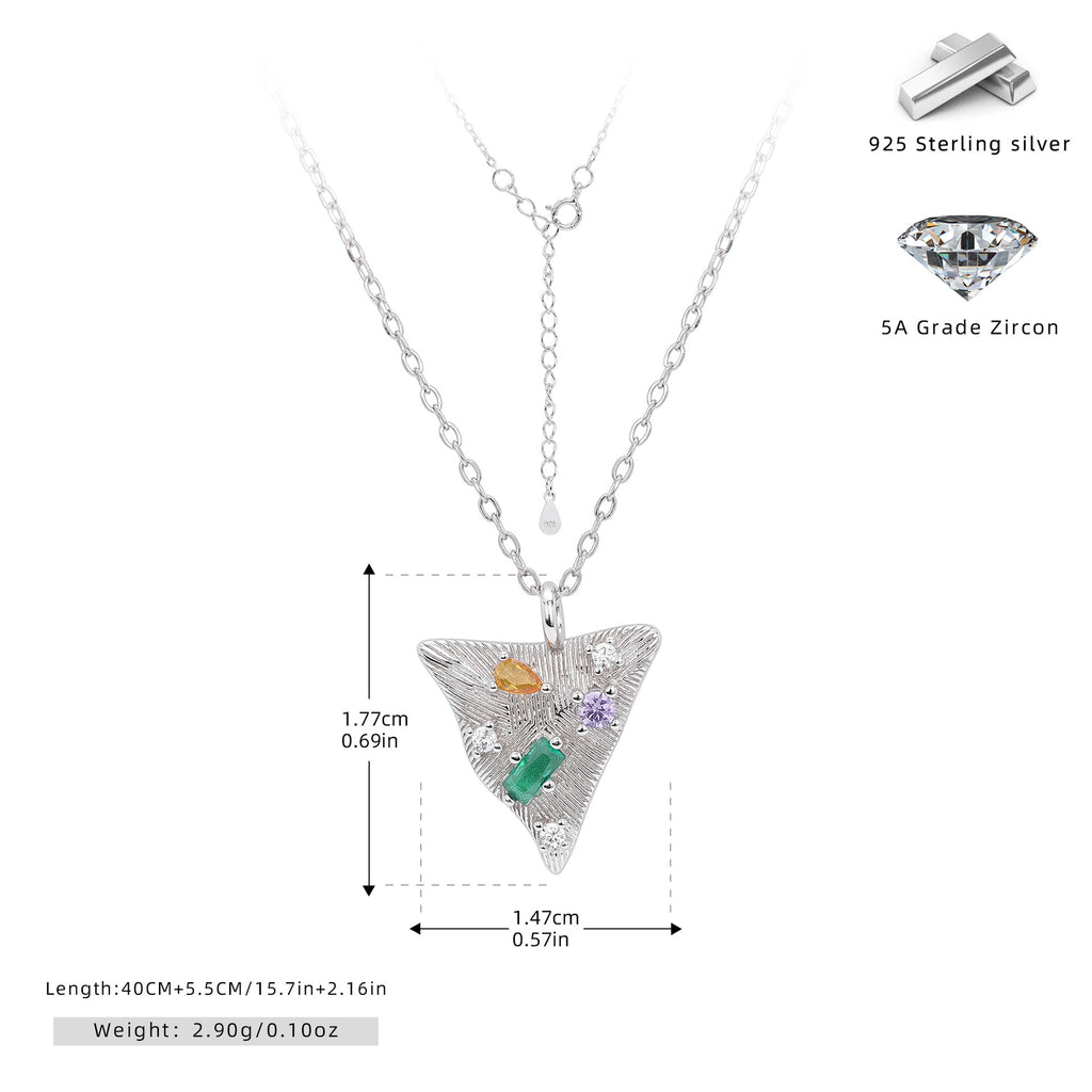 S925 Sterling Silver Triangle Pendant Zircon Necklace