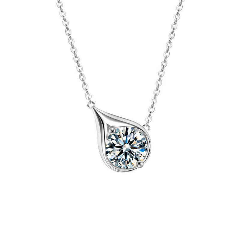 S925 Sterling Silver Moissanite Water Drop Pendant Necklace