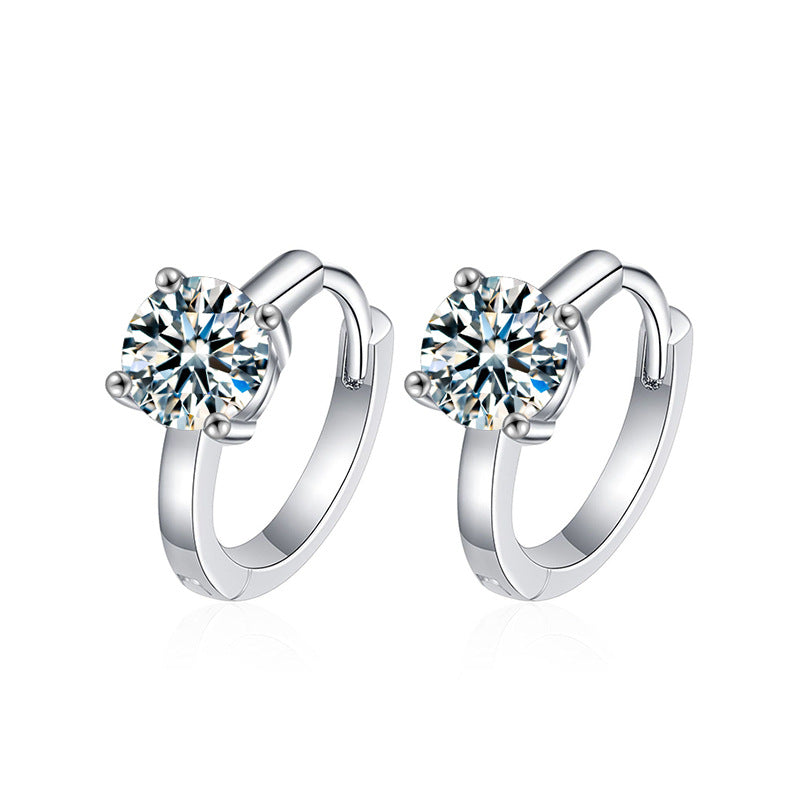 S925 Sterling Silver Moissanite Classic Four-Prong Stud Earrings