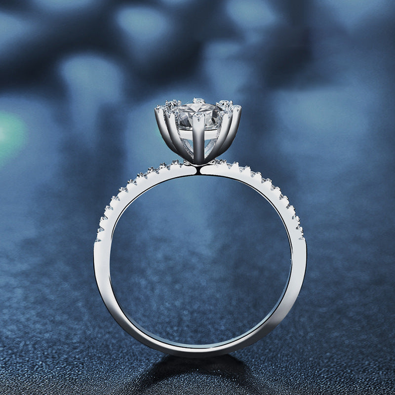 S925 Sterling Silver Eight-Claw Moissanite Ring