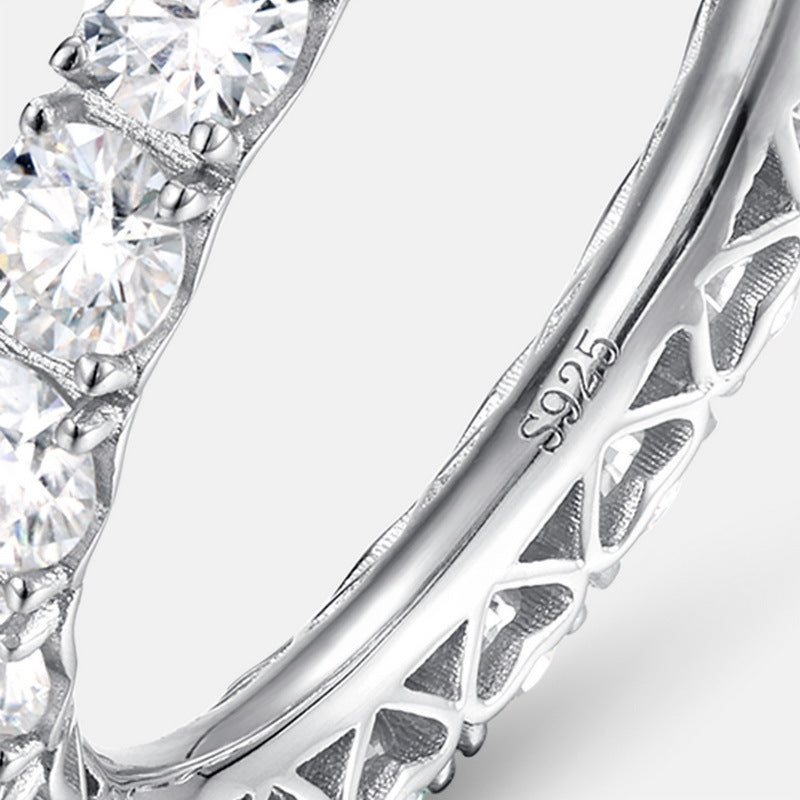 S925 Silver Radiant Moissanite Ring with a Single Halo Setting
