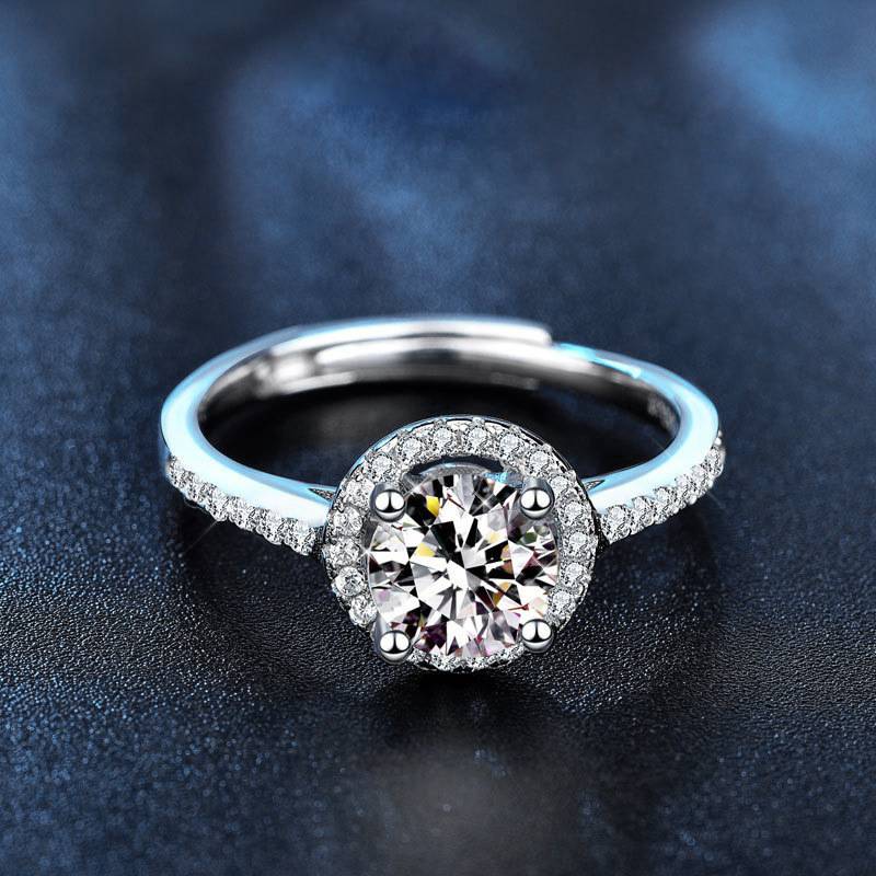 925 Sterling Silver Four-Prong Moissanite Ring
