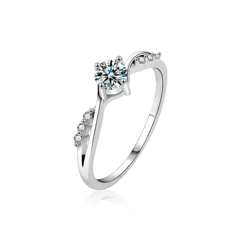 S925 Sterling Silver Classic Interwoven Four-Claw Moissanite Ring