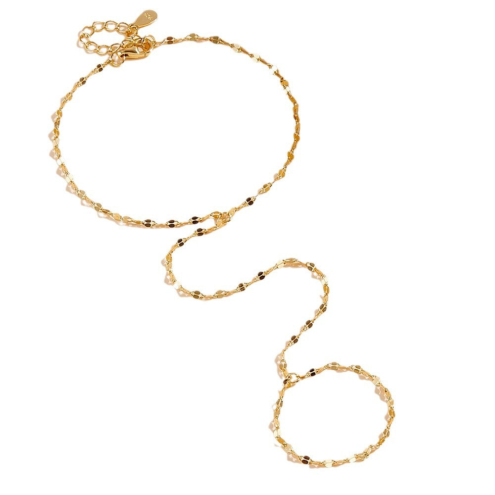 925 Silver Super Shiny Tile Chain Finger Chain Bracelet