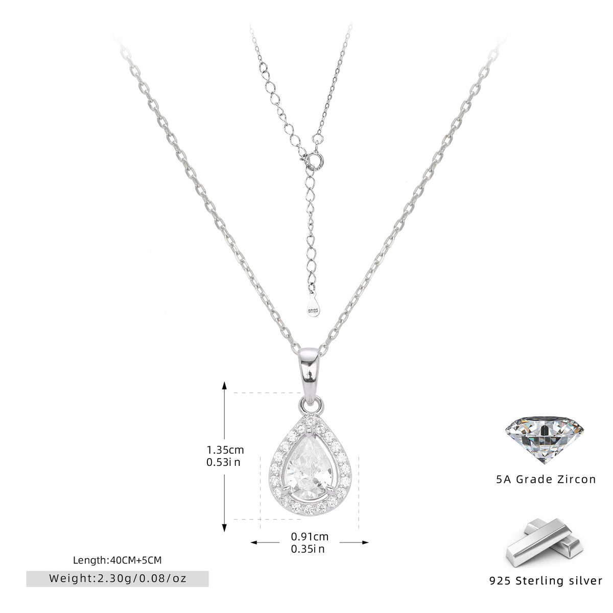 European and American style double-layer zircon earrings and light luxury zircon necklace