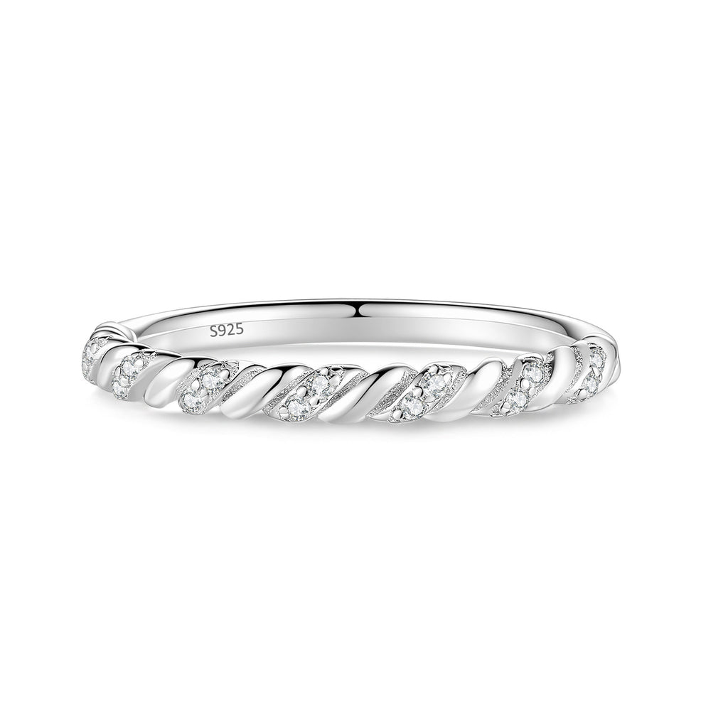S925 Sterling Silver Moissanite Twisted Ring
