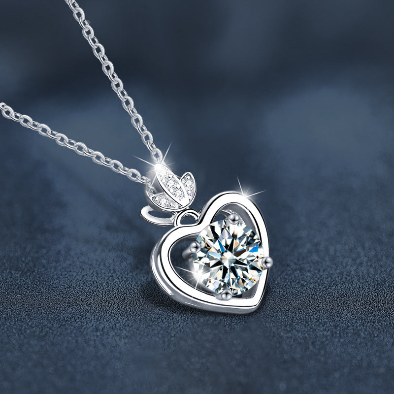 S925 Sterling Silver Moissanite Four-Claw Pendant Necklace