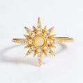 S925 Sterling Silver Sun Ring Set with Opal and Cubic Gemstones