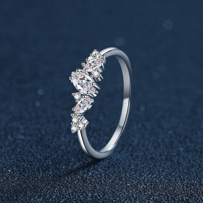 S925 Sterling Silver Starry Sky Moissanite Ring