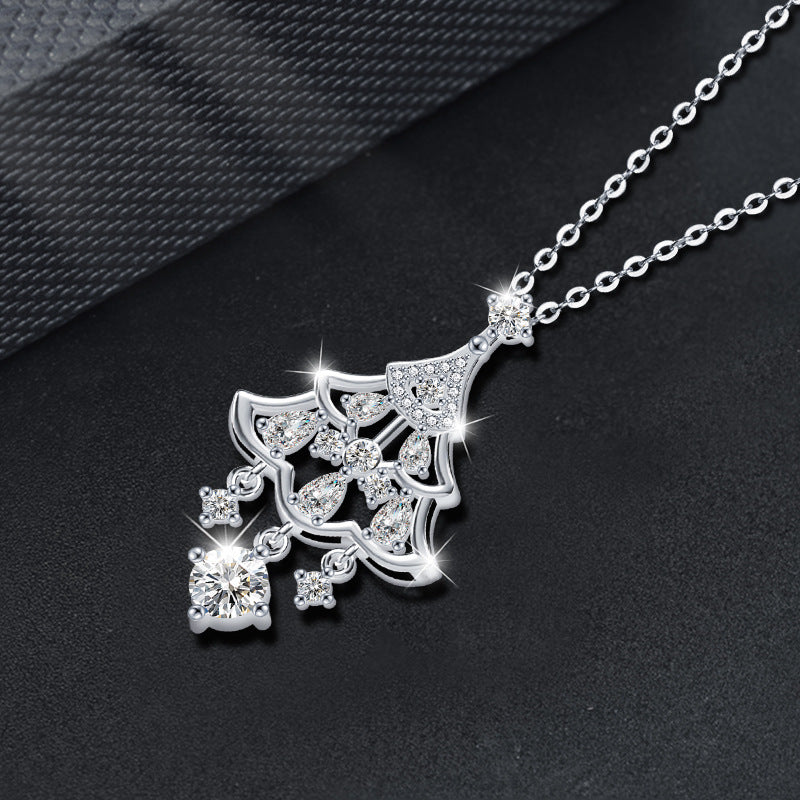 S925 Sterling Silver Moissanite Christmas Tree Pendant Necklace