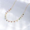 S925 Sterling Silver Colorful Round Zircon Necklace