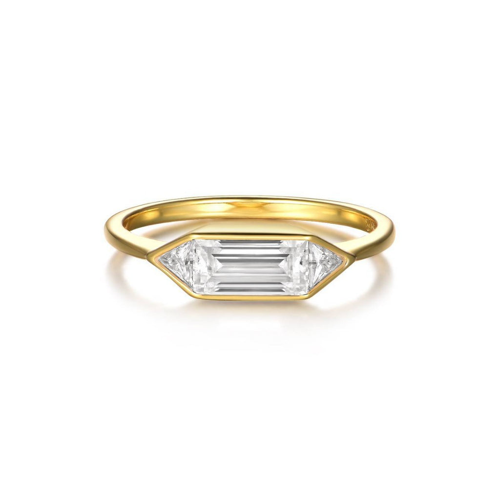 Geometric Hexagon Moissanite Ring in 925 Sterling Silver