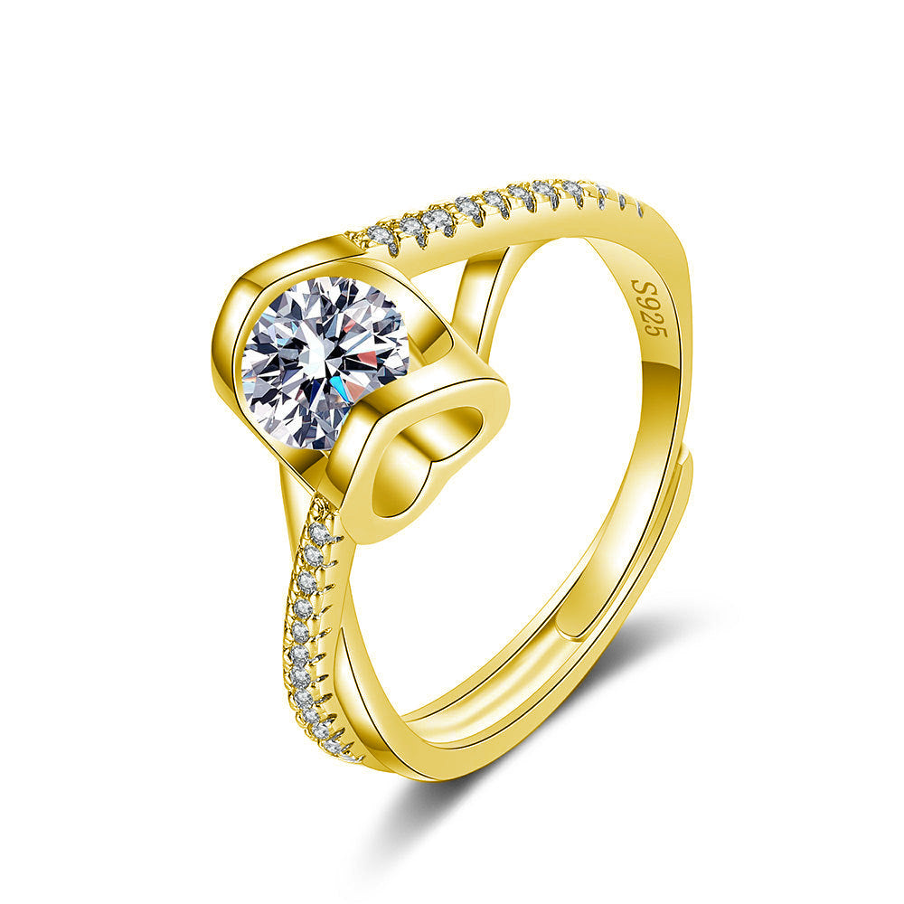 S925 Sterling Silver “Angel‘s Kiss” Moissanite Engagement Ring