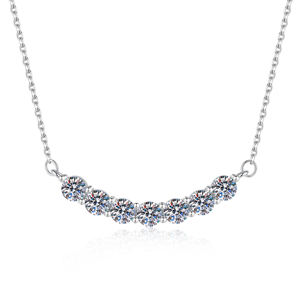 S925 Silver Moissanite "Smile" Necklace with Seven Stones