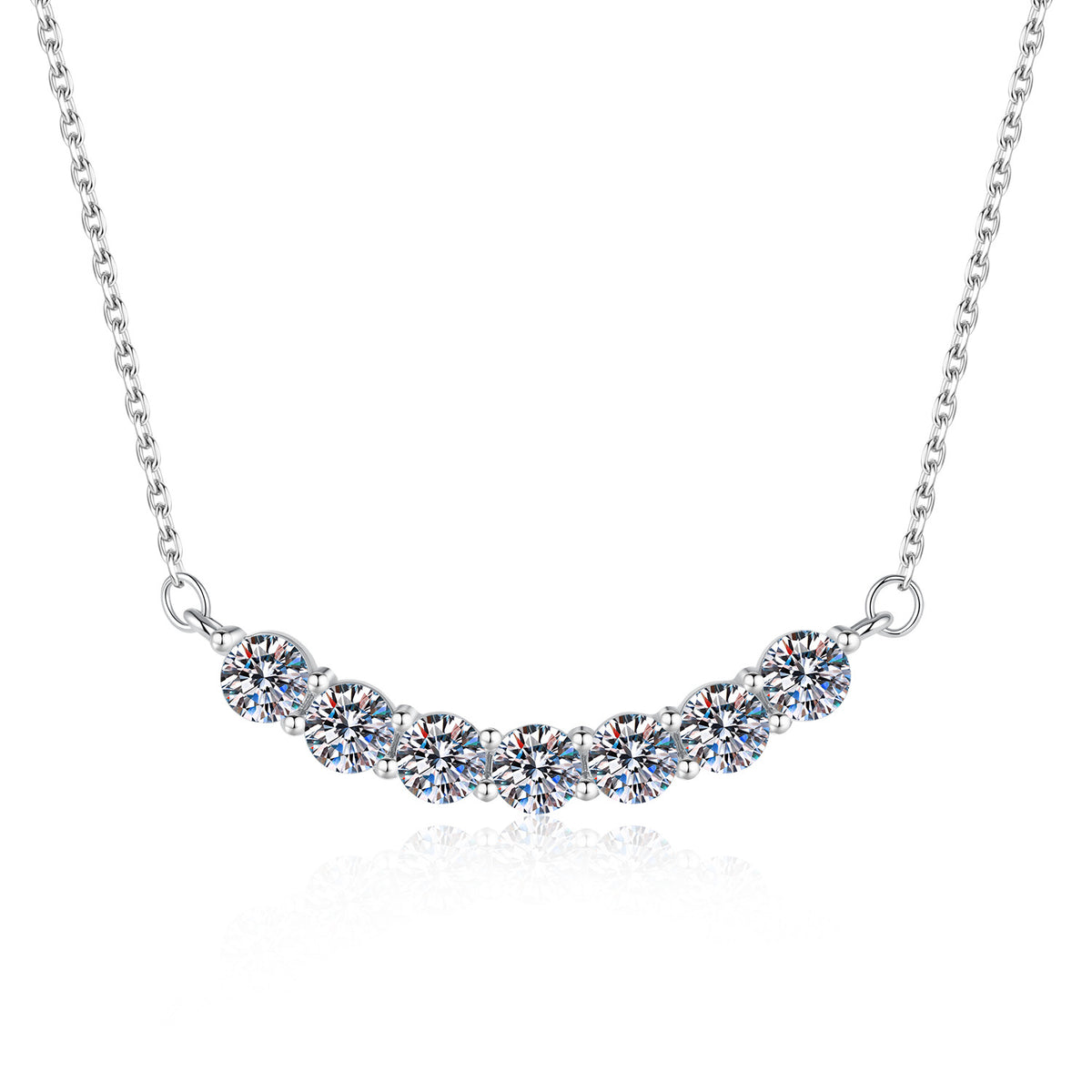 S925 Silver Moissanite "Smile" Necklace with Seven Stones
