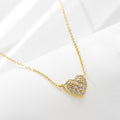S925 Sterling Silver Heart-shaped Fully Jeweled Loving Heart Zircon Inlaid Necklace