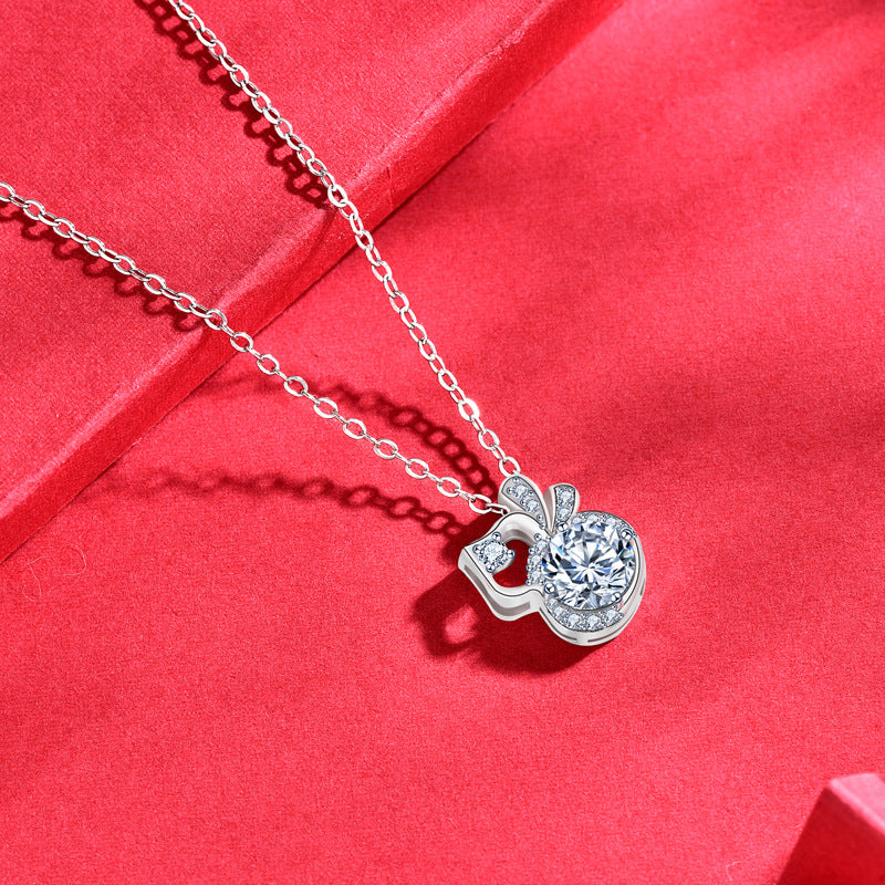 S925 Sterling Silver Moissanite Gourd Pendant  Necklace