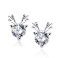 925 Sterling Silver Reindeer Moissanite Christmas Earrings