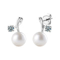 925 Sterling Silver Moissanite and Pearl Cherry Stud Earrings