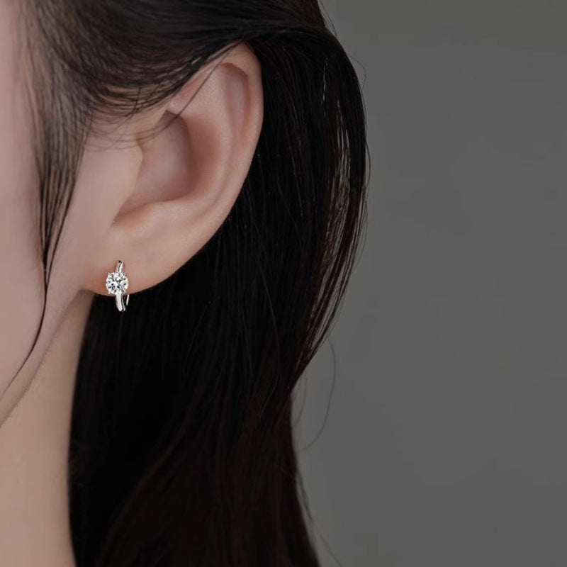 S925 Sterling Silver Moissanite Classic Four-Prong Stud Earrings