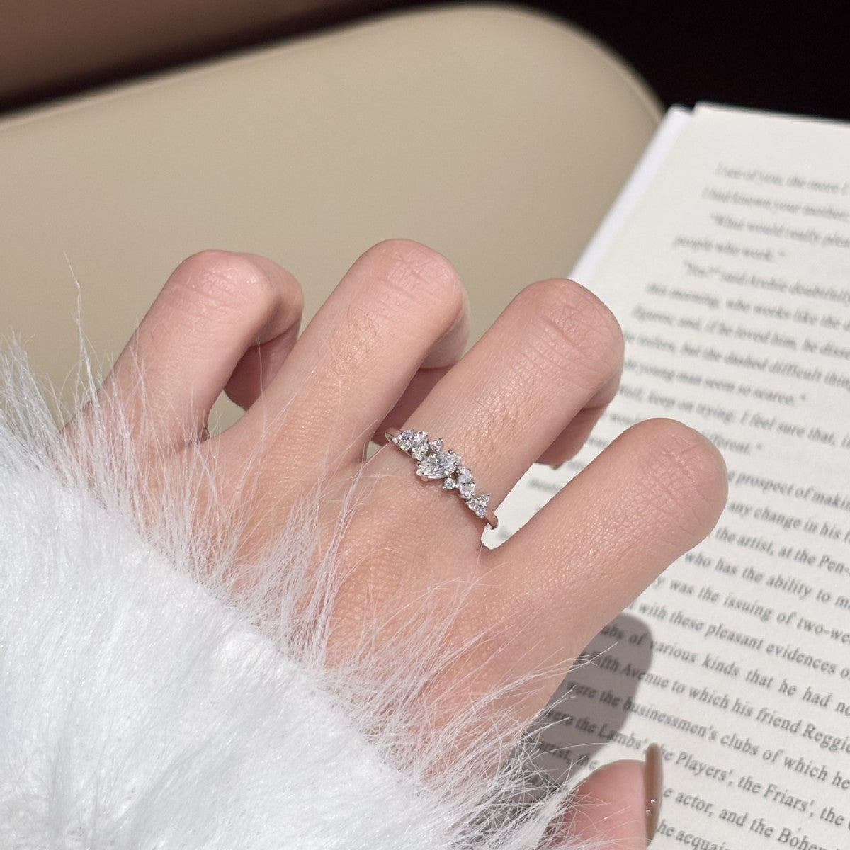 S925 Sterling Silver Marquise-Cut Moissanite Ring