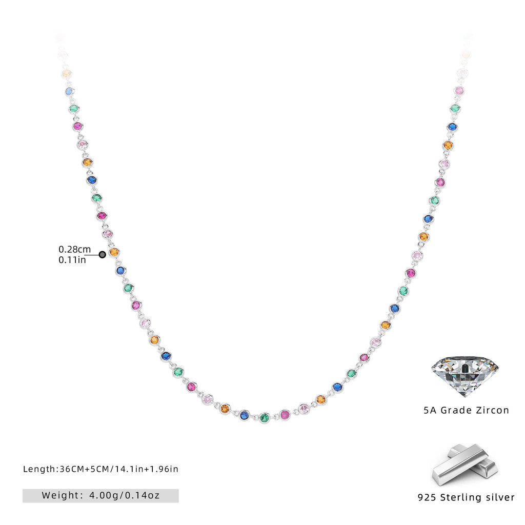 Dopamine Colored Zirconium Necklace in 925 Sterling Silver