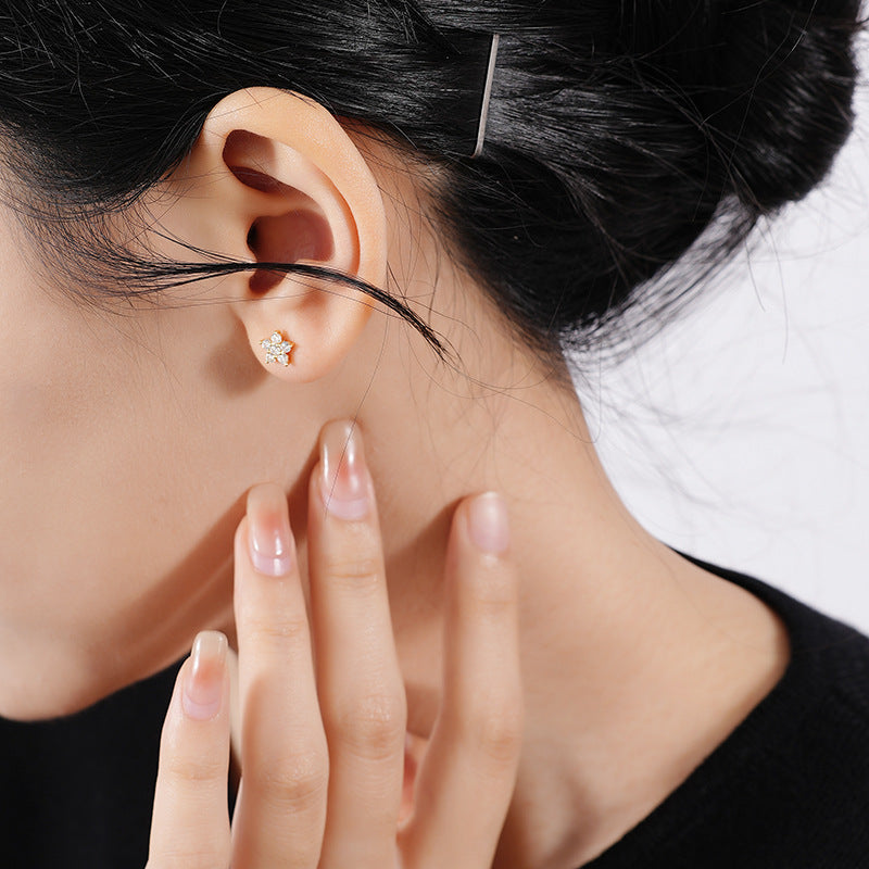 S925 Sterling Silver Flower Stud Earrings