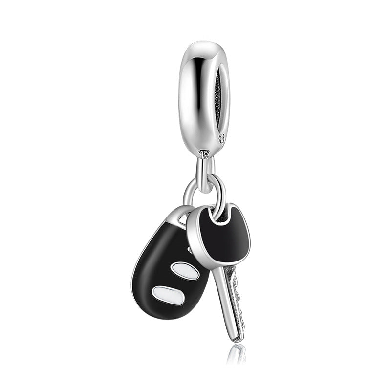 S925 Sterling Silver Car Key Bracelet Bead Pendant