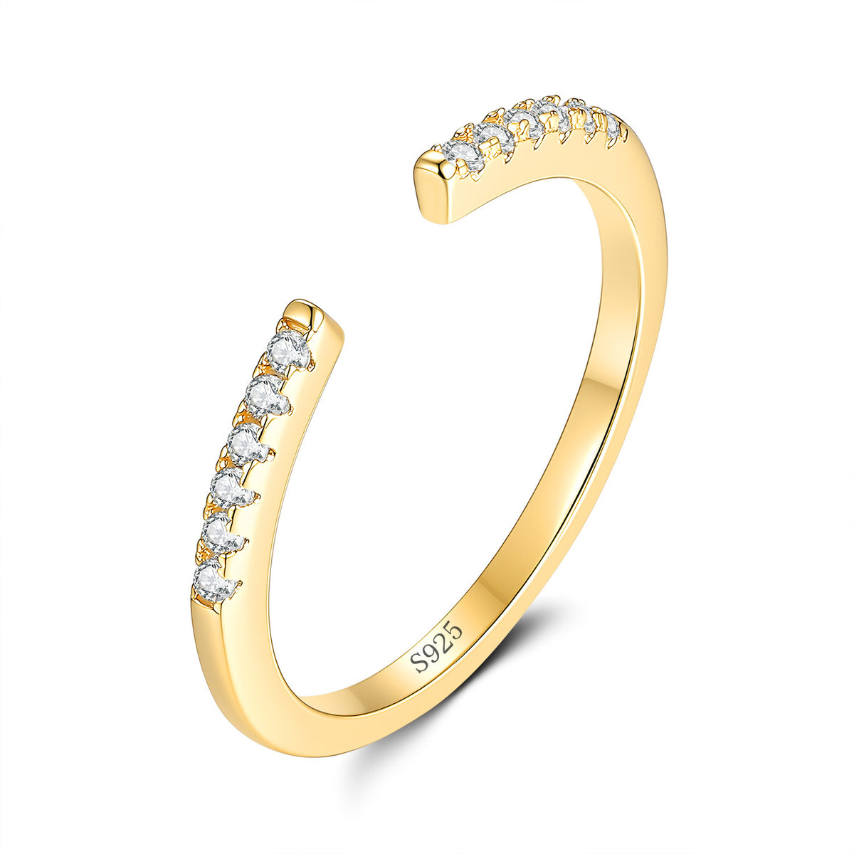 S925 Sterling Silver 18K Gold-Plated Moissanite Eternity Band