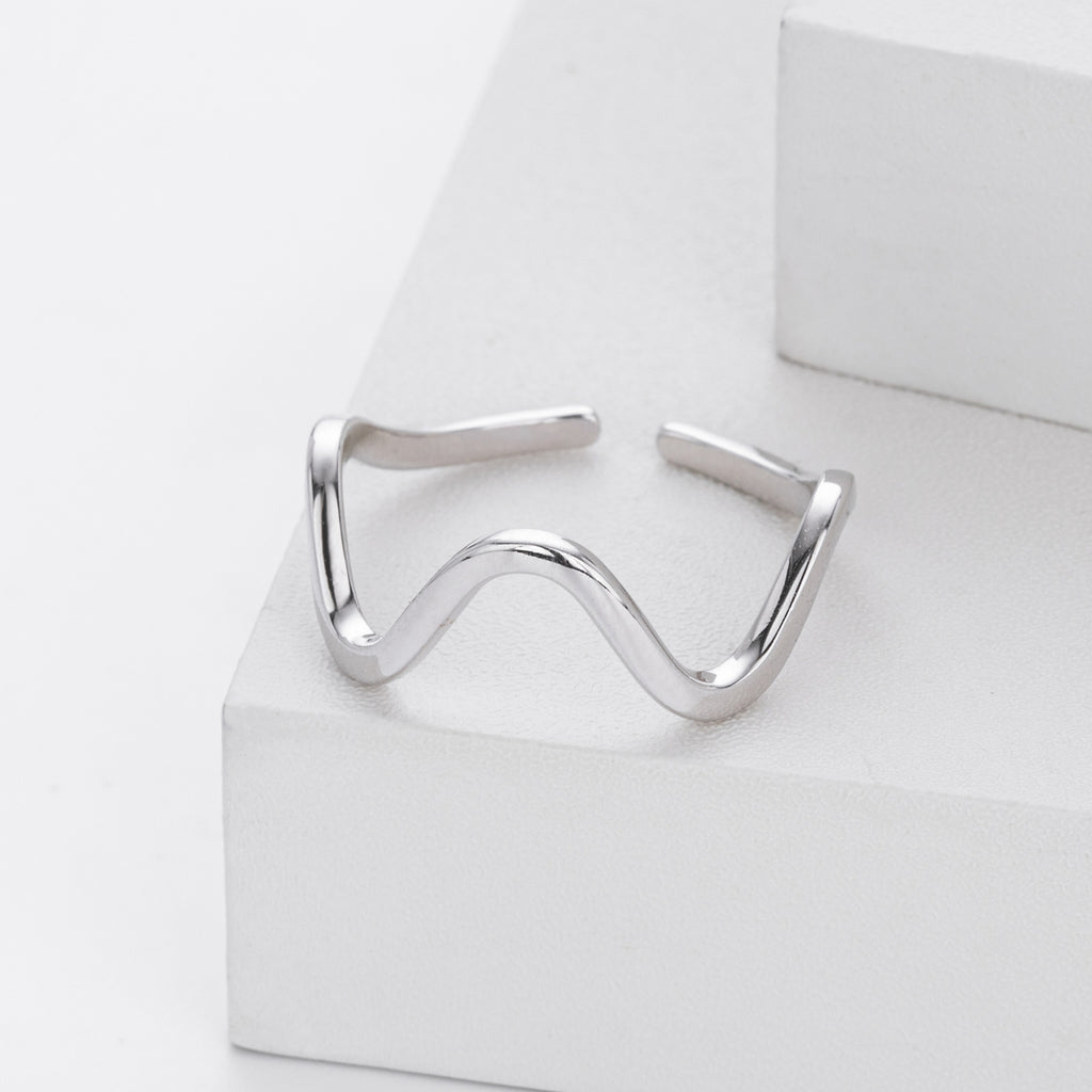 S925 Sterling Silver Ring, Stylish and Simple Wavy Lines