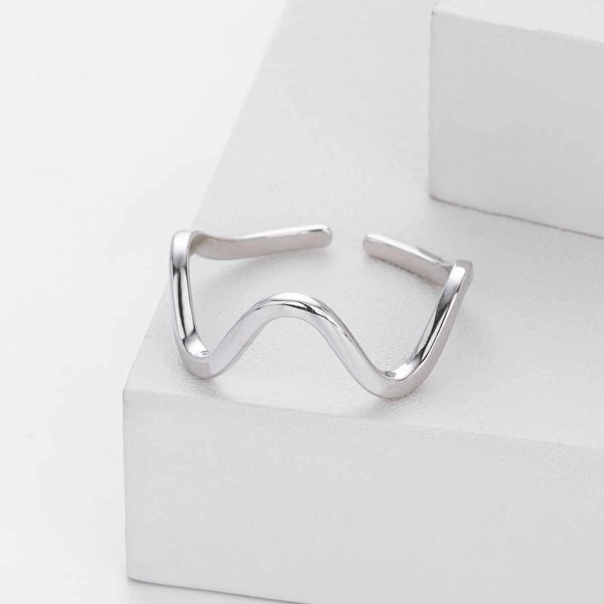 S925 Sterling Silver Ring, Stylish and Simple Wavy Lines