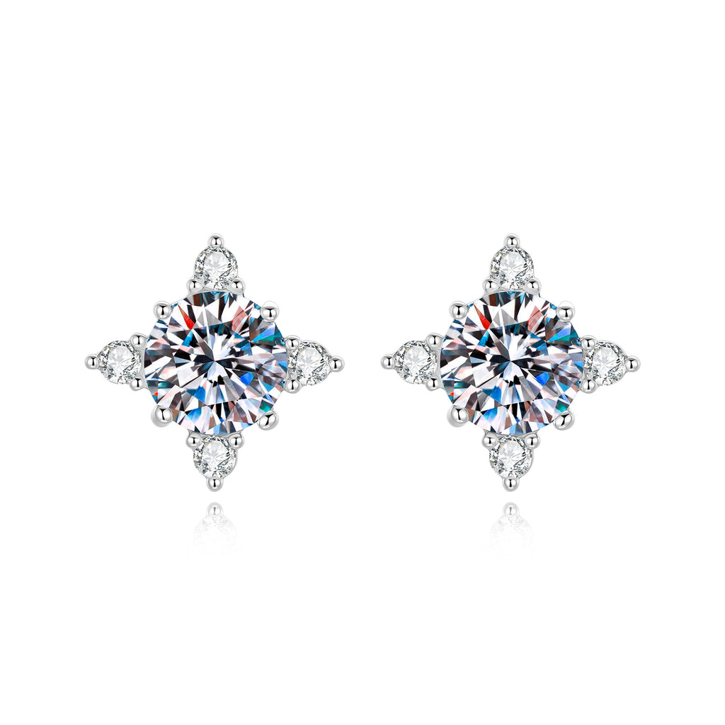 S925 Sterling Silver Four-Prong Moissanite Earrings