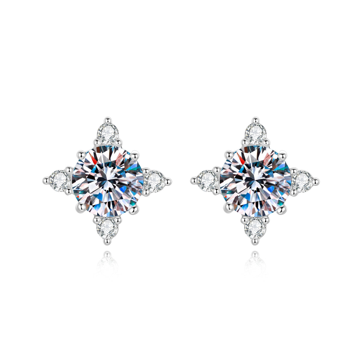 S925 Sterling Silver Four-Prong Moissanite Earrings
