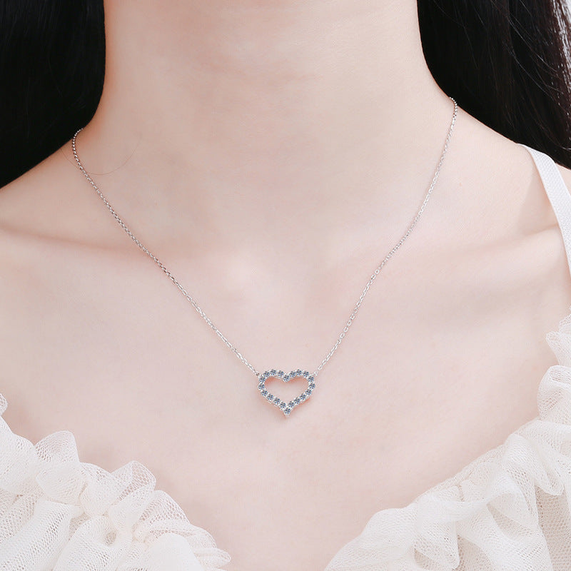 S925 Sterling Silver Moissanite Heart-Shaped Necklace