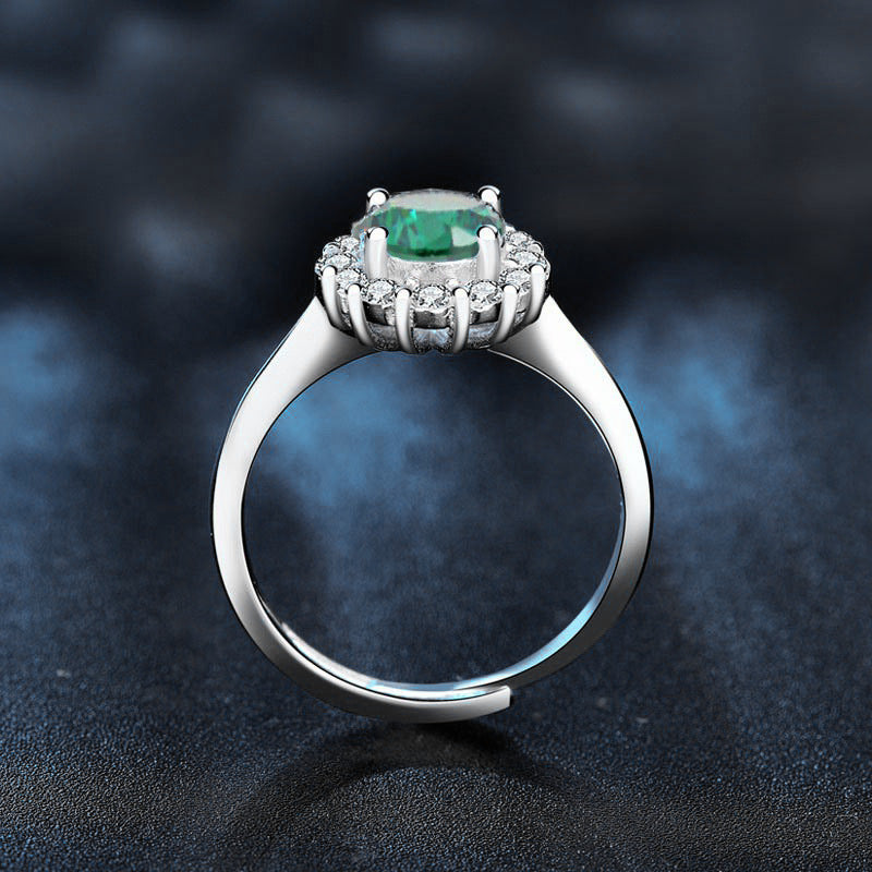 S925 Sterling Silver Moissanite Color Diamond Ring