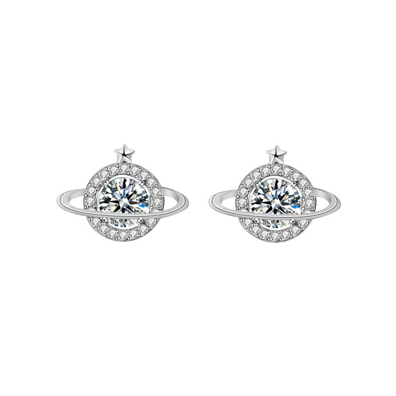 S925 Sterling Silver Moissanite Planet Earrings