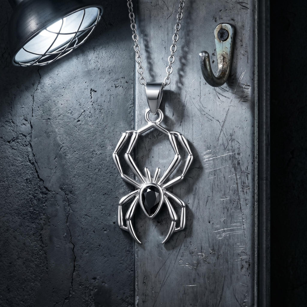 S925 Silver Gothic Spider Halloween Necklace