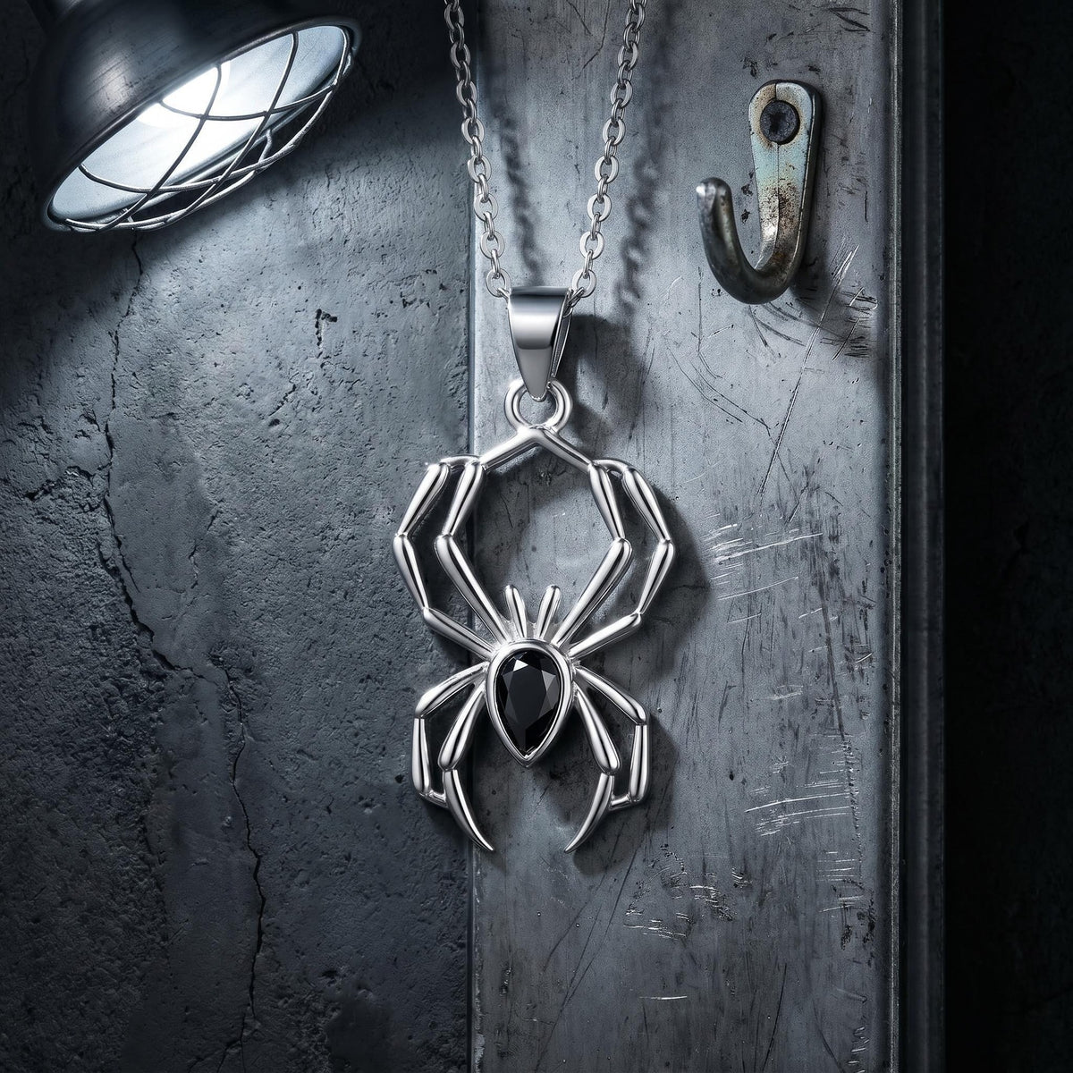 S925 Silver Gothic Spider Halloween Necklace
